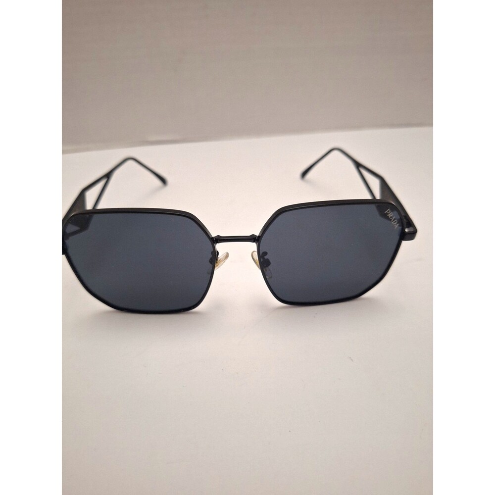 Prada Sunglasses Black Metal Women's Grey Lens Square Pilot 57 18-140 Designer